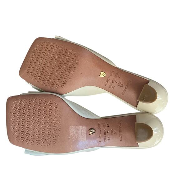 Anthropologie Vicenza Wharton Tan Leather Bow Mule Heels NWOB size 7 - Picture 9 of 11